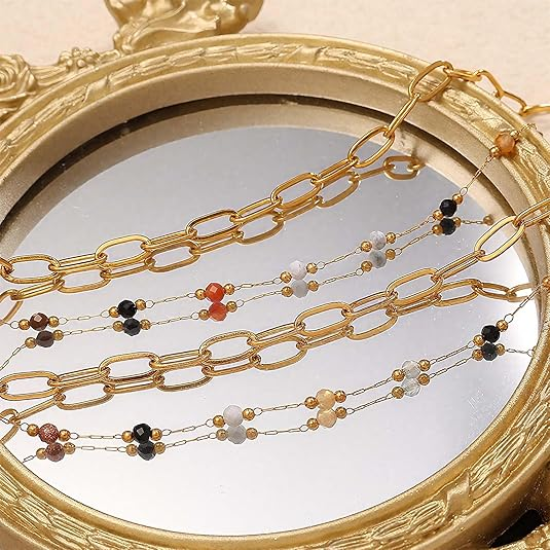 Picture of Layered Necklaces for Women, 18K Gold Plated Layer Dainty Gold Necklace with Minimalist Pendant, Dainty Gold Necklace for Women Fashion Jewelry Gifts